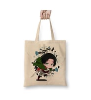 Attack On Titan Chibi Levi Ackerman Beyaz Bez Çanta Uzun Saplı Alışveriş Çantası Plaj Çantası