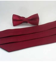 Bordo Çocuk Boy Düz Renk Saten Kuşak Papyon Takım - CKP-04 (Renksiz)