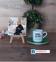 Din Kültürü Öğretmeni Fotoğraflı Dekoratif Taş, Ahşap Altlıklı Türk Kahvesi Fincanı Hediye Öğretmenler Günü Hediyesi (Model 9)