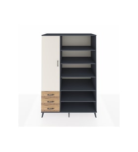 Kronos Dolap 9 Raflı 3 Çekmeceli 3 Kapaklı 132x59x195 Antrasit-Aytaşı/Çam