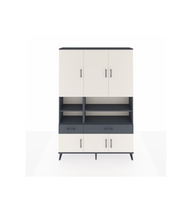 Arges Dolap 8 Raflı 2 Çekmeceli 6 Kapaklı 132x30x195 Antrasit-Aytaşı/Antrasit