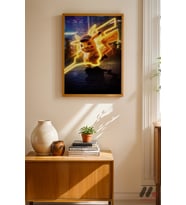 Pokemon Pikachu Neon Poster, Ahşap Çerçeveli Duvar Tablosu - Anime Severlere Özel