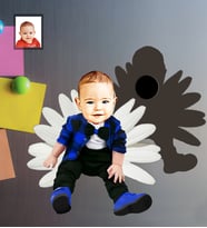 Kişiye Özel Erkek Bebek Karikatürlü Ahşap Magnet Model-2