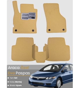 HONDA CİVİC FD6 SEDAN-(2006-2011) Uyumlu EVA Paspas Tam Set–Araca Özel,Su Geçirmez