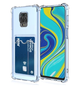 Teknomoda Redmi Note 9 PRO Kılıf Kartlıklı Anti Şok Korumalı Şeffaf Silikon Şeffaf Açık