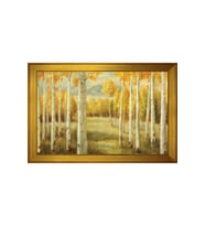 Soyut Ağaçlar Motifli Kanvas Tablo 50 x 70 cm Gold Çerçeve