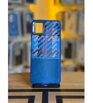 Samsung A04 Uyumlu Piksel Desenli ve Deri Detaylı Premium Stil Kılıf (Mavi)