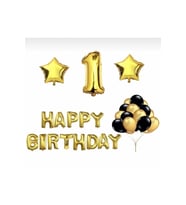 Gold 1 Yaş Happy Bırthday Folyo Balonlu Yıldızlı Set