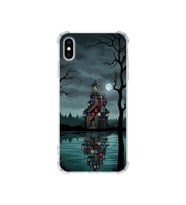 PrintiFy Apple iPhone Xs ile Uyumlu Simya Serisi Gölge Ve Cam Tasarımlı Uv Baskılı Köşe Korumalı Antişok Kılıf