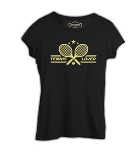 Tenis Şampiyonası Siyah Kadın Tshirt