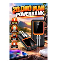 20.000 mAh Powerbank – 22.5W Hızlı Şarj Destekli, Çok Kablolu Dijital Ekranlı Taşınabilir Şarj Cihaz