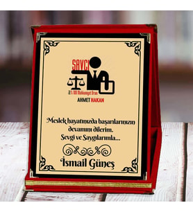 Savcı Baskılı Plaket (2. Tasarım)  Kişiye Özel (Kırmızı)