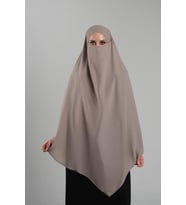 Koyu Bej Pratik Hazır Geçmeli Tesettür Eşarp Krep Bağcıklı Çift Katlı Sufle Hijab 2314_44