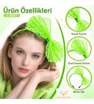 80’ler 90’lar Neon Yeşil Dantel Taç Fiyonklu