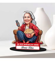 Anneler Günü Hediyesi Dizi Bağımlısı Anne Karikatürlü Biblo