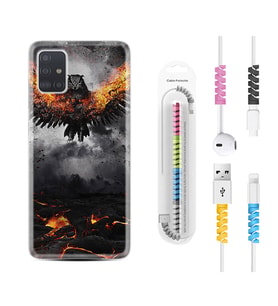 Samsung a71 A72 A73 A7 A9 2018 C7 C9 Kılıf Kablo Koruma Spiral Silikon Ateş Kartalı 1766