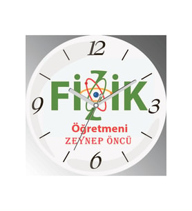 Kişiye Özel Fizik Öğretmeni Çap 30cm Sessiz Akar Bombeli Gerçek Cam Duvar Saati
