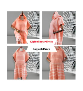 Kişiye Özel Nakışlı Kapüşonlu Plaj Pançosu  İsim Yazılı Pamuklu Havlu Poncho Unisex Peştamal Kumaş