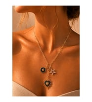 ÖZEL SERİ, KALPLİ VE YILDIZLI CHARM KOLYE 48+5CM ACR0307