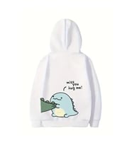 Sevgililer Günü Baskılı Oversize Kapüşonlu Sweatshirt Hoodie - Beyaz