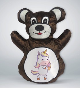 BK Gift Unicorn Tasarımlı Kahverengi Ayıcık Yastık-1