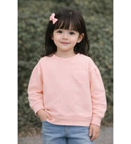 Kız Çocuk Kalp Detaylı Uzun Kollu Sweatshirt (2–7 Yaş) (Pembe)