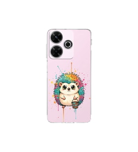 Redmi 13 4G ile Uyumlu Splash Kirpi Tasarımlı Şeffaf Silikon Kılıf
