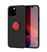 Northcity iPhone 12 Pro Max ile Uyumlu Range Yüzüklü Silikon Kılıf - 360° Dönen Ring, Stand Özellikli Siyah/Kırmızı