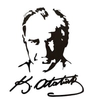 K.Atatürk Silüetli İmzalı Oto Sticker Siyah 19X15Cm