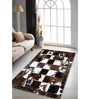 Kahverengi Deri Görünümlü Kaymaz Taban Dekoratif Halı RV248 - 100 x 160 cm