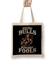 Funny Riding Bulls Punchin' Fools Competitive Pun Bez Çanta Uzun Saplı