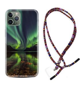 Apple iPhone 11 12 13 14 Pro Max Kılıf Boyun Asklı Rasta Silikon Kuzey Işıkları 1327