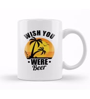 Cute Wish You Were Beer Funny Punny Beer Pun Kupa Bardak Porselen