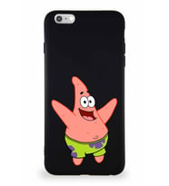 Apple iPhone 6S Plus Soft Premier Kapak Patrick Yıldız Tasarımlı Silikon Kılıf - Siyah (Şeffaf)