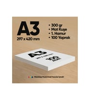 İnformal Baskı Kağıdı Premium Kalite A3 300 gr Parlak Kuşe(Mürekkep püskürtmeli için) 100 Adet 1.Hamur