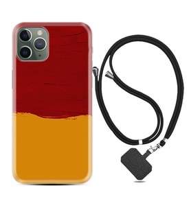 Apple iPhone 11 12 13 14 Pro Max Kılıf Boyun Askılı Silikon Sarı Kırmızı Boya 1708