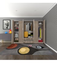 Kenzlife gardırop 6 kapılı çekmeceli begonvil240 crd kapaklı gardolap dolap (Karışık)