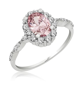 Pembe Zirkon Taşlı 925 Ayar Gümüş Kadın Yüzük