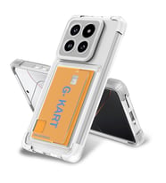 Xiaomi Mi 14 Pro Kılıf Airbag Tasarımlı Şeffaf Kartlıklı G-Kart Kapak (Renksiz)