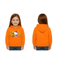 Unisex hello kity  Baskılı Çocuk Swaetshirt  Baskılı Kapüşonlu 3 İplik Şardonlu (Turuncu)
