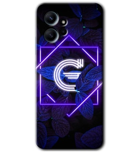 Redmi Note 12 4G Kılıf HD Desen Baskılı Kılıf - Dark Neon Yaprak G Harfi