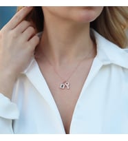 Zirkon Taşlı Kilit ve Anahtar Figürlü Rose Gold Kaplama Gümüş Kolye