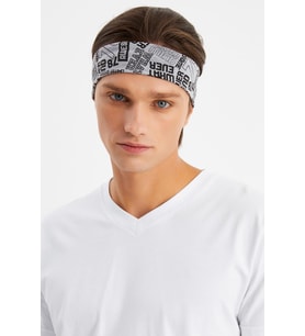 Gri Erkek Pamuklu Penye, Kaymaz, Terletmez, Ultra Hafif, Spor Saç Bandı Bandana