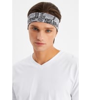 Gri Erkek Pamuklu Penye, Kaymaz, Terletmez, Ultra Hafif, Spor Saç Bandı Bandana