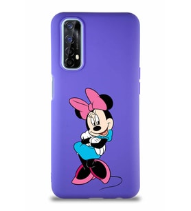 Realme 7 Soft Premier Kapak Minnie Mouse-D Tasarımlı Silikon Kılıf - Mor (Şeffaf)