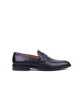 Shoetyle - Hakiki Deri Siyah Renk Bağcıksız Klasik Erkek Ayakkabı - 900-4784