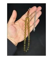 SEVGİLİYE ÖZEL HEDİYE TOZ KEHRİBAR TESBİH SARI RENKLİ BEYZİ KESİM 11MMX8MM H-1576. (Çok Renkli)
