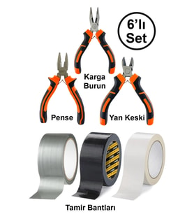Mini Takı Bijuteri Hobi Karga Burun Yan Keski Pense Çok Amaçlı Siyah Beyaz Gri Tamir Bandı Seti