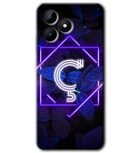 Realme C53 Kılıf HD Desen Baskılı Kılıf - Dark Neon Yaprak Ç Harfi