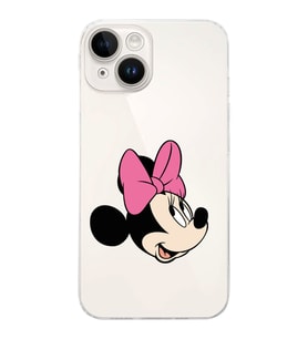 Apple iPhone 14 Plus Uyumlu Kamera Korumalı Tıpalı Kapak Minnie Mouse Tasarımlı ŞeffafKılıf